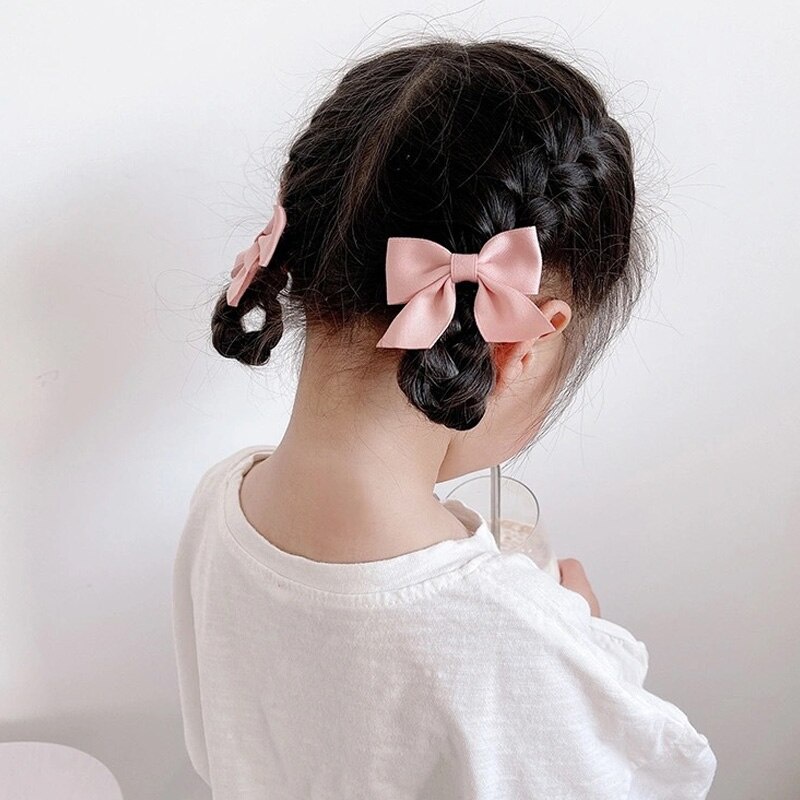 2 Kẹp tóc thắt nơ màu ngọt ngào dễ thương cho bé gái