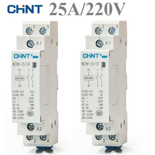 [Chính Hãng]Khởi Động Từ 1 Pha Chint Nch8 25A ( Xám Trắng ) Khởi Động Từ 1 Pha Chint 25A/220V (Contactor)
