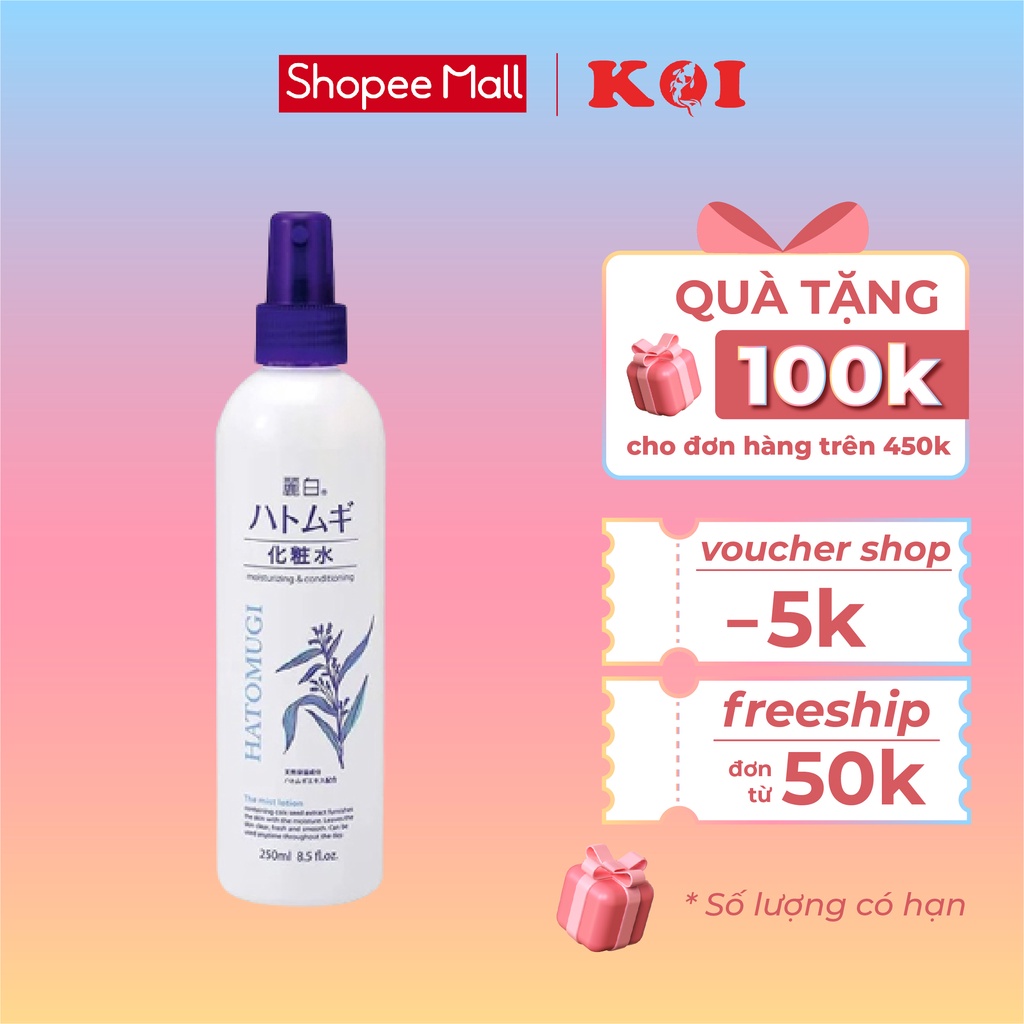 Xịt khoáng dưỡng ẩm và làm sáng da Reihaku Hatomugi 250ml