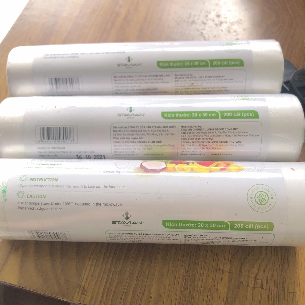 Túi đựng thực phẩm phân hủy sinh học GREEN ECO 15x25 cuộn 100c, 17x28 cuộn 200c, 20x30 cuộn 200c
