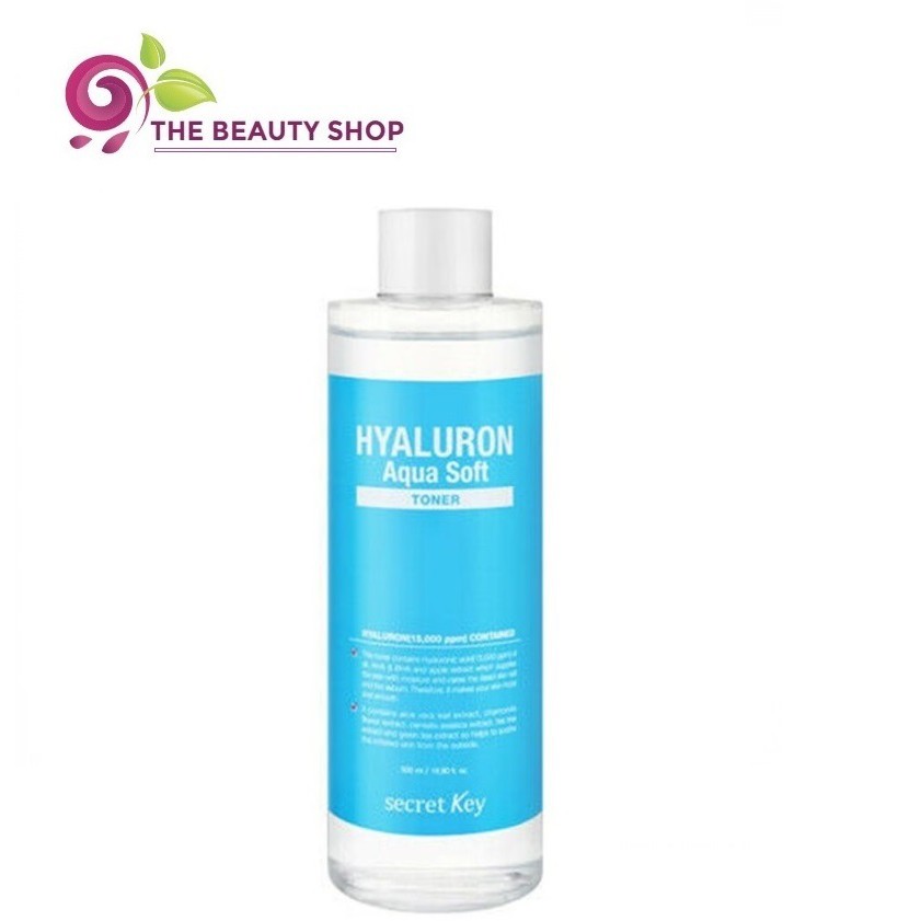 Nước Hoa Hồng cấp ẩm, mềm da, ngăn ngừa lão hóa Secret Key Hyaluron Aqua Soft Toner 500ml - không cồn