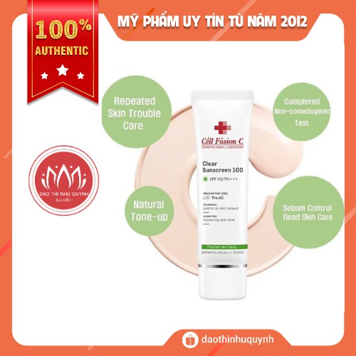 Kem Chống Nắng CELL FUSION C Xanh Tre.AC Clear Sunscreen Cho Da Mụn 50ml Date 10/2022