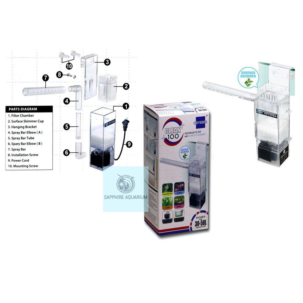 Lọc váng ODYSSEA Clean 100 - Máy Lọc Váng Bể Cá Oil Free Filter