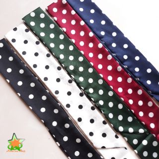 Khăn turban-  khăn lụa dài chấm bi D590F