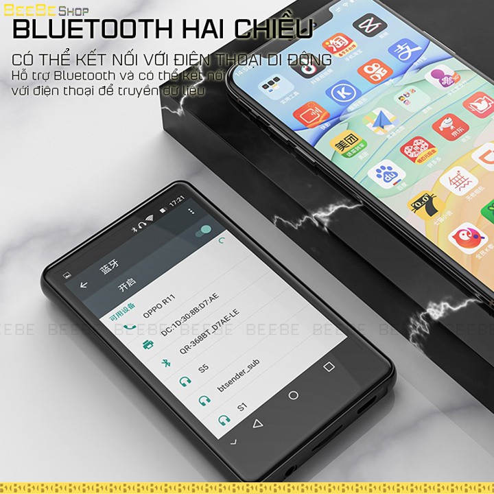 Ruizu H6 - Máy Nghe Nhạc Có Wifi và Bluetooth, Xem Phim HD, Màn Hình Cảm Ứng, Hệ Điều Hành Android 5.1
