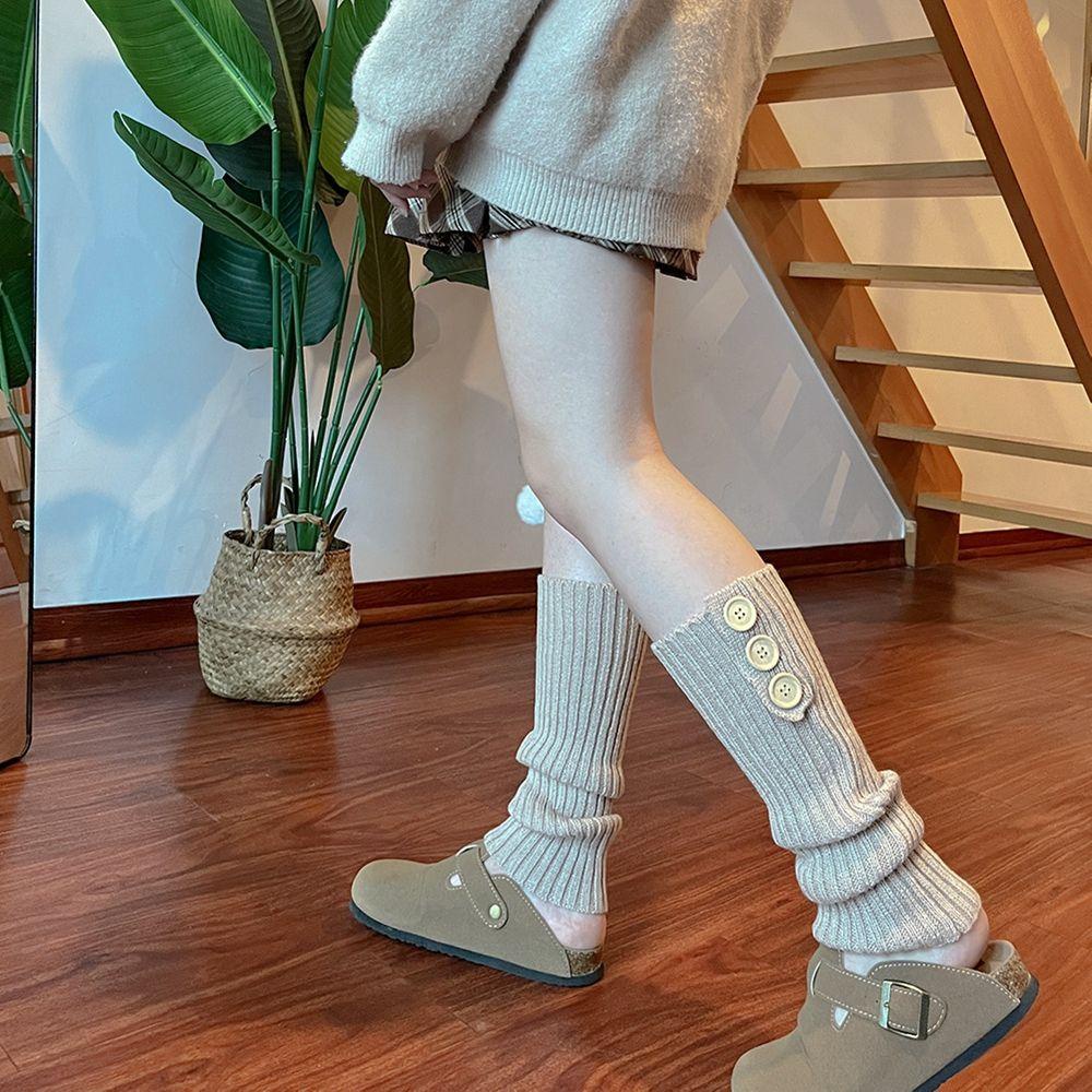 Vỏ Bọc Giày Bốt Dệt Kim Họa Tiết Kẻ Sọc Phong Cách Lolita Thời Trang Thu Đông