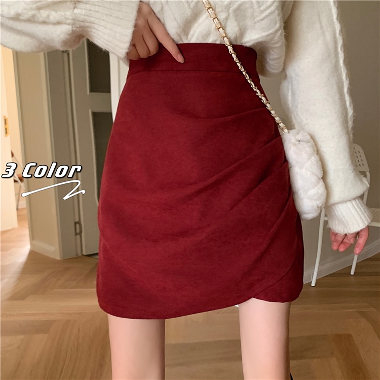 Chân váy chữ A lưng cao phong cách Hàn Quốc thời trang dành cho nữ với 3 màu lựa chọn Xiaozhainv