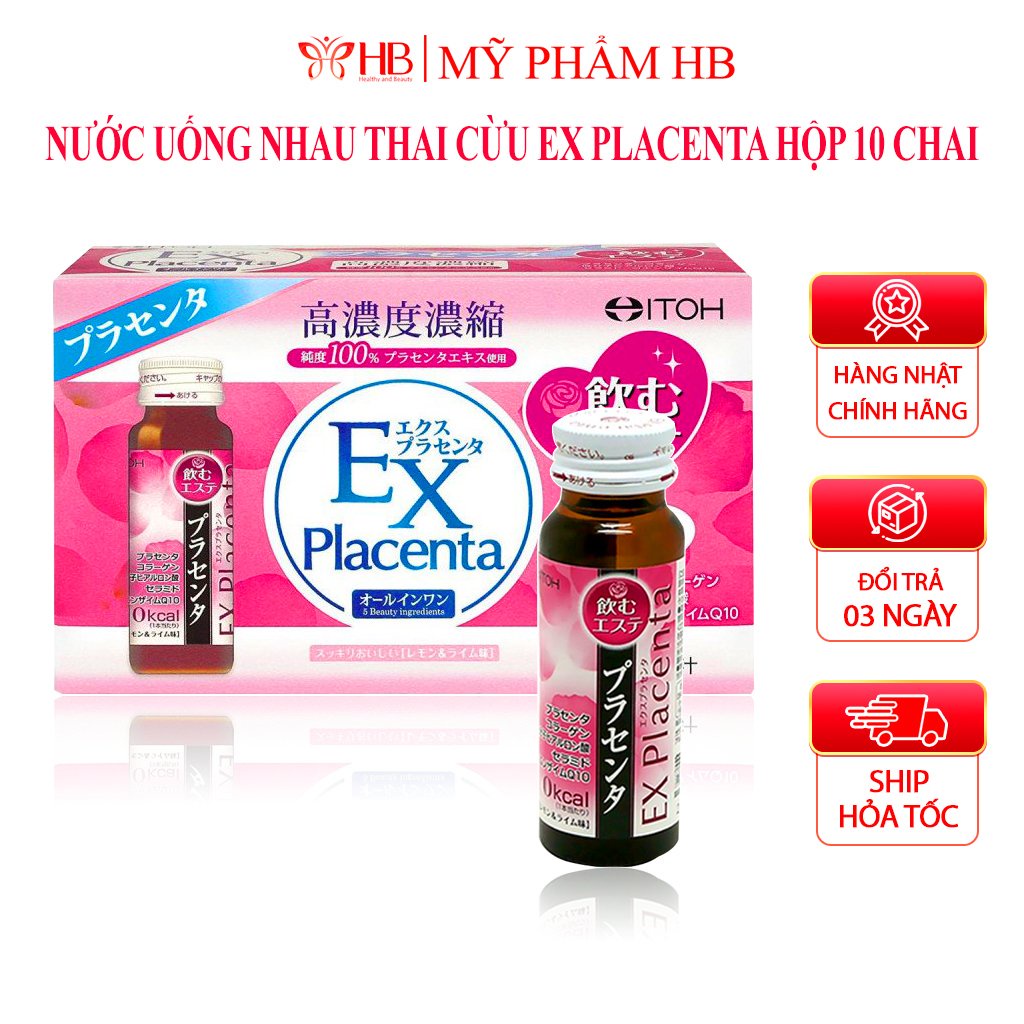 Collagen EX Placenta, nước uống Collagen đẹp da Itoh Ex Placenta (Hộp 10 lọ x 50ml)