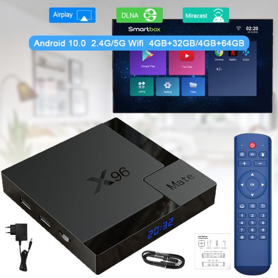 Android TV Box X96 Mate, Android 10.0, Ram 4GB, Rom 32GB, Wifi 2.4Ghz/5.0Ghz, Bluetooth 5.0