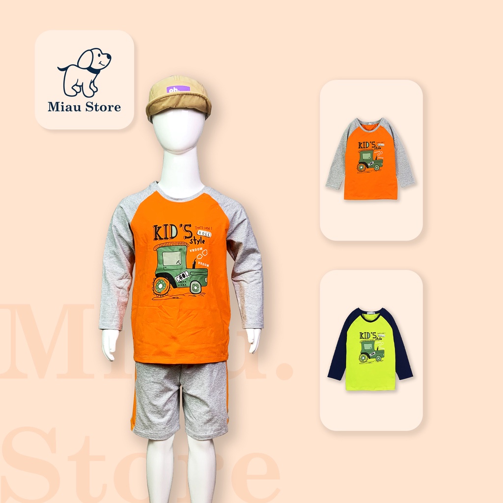 Áo Thun Tay Dài Cho Bé In Hình Đầu Máy Xe Lửa cực ngầu, Cotton 4 chiều Co giãn Thoáng Mát Cho Bé Đến 55Kg mặc đi học