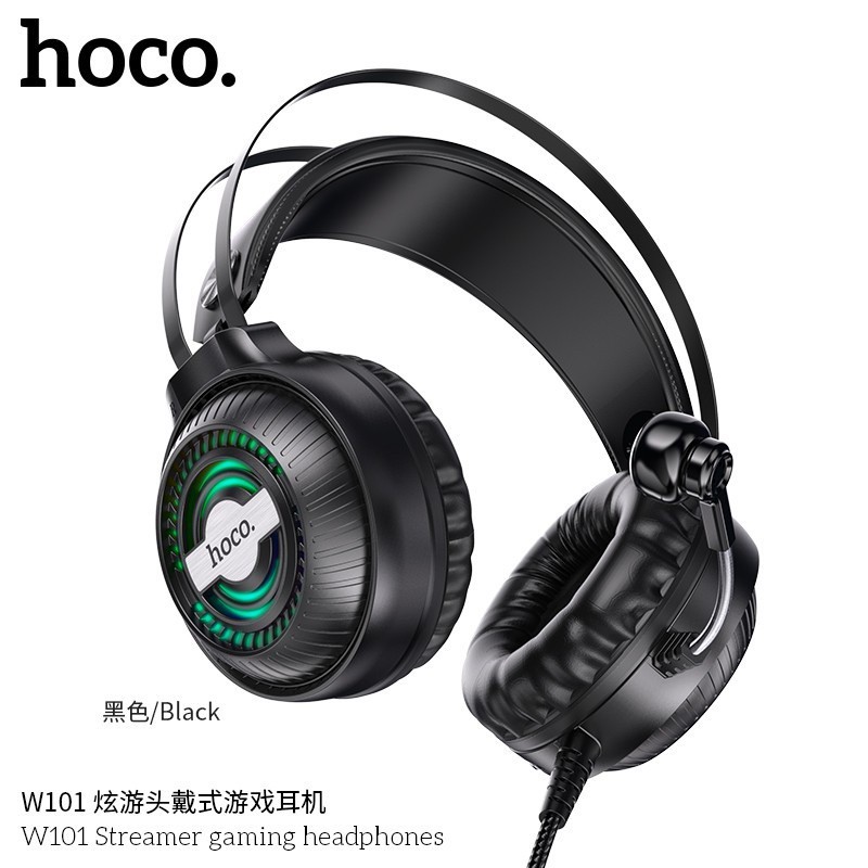 🌟CHÍNH HÃNG🌟 Tai Nghe Gaming Chụp Tai Hoco W101 chuyên phòng Game Có Mic Đàm Thoại jack 3.5 cổng usb kết nối có đèn led