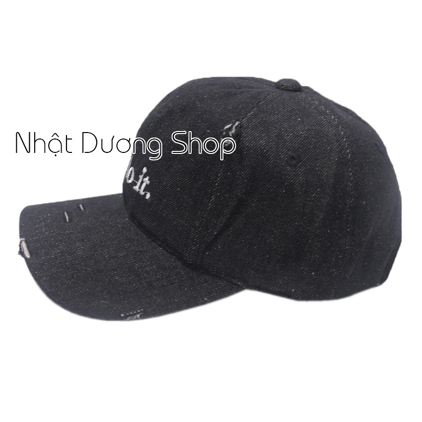 Nón kết jeans thời trang thêu chữ -Nón jeans rách bụi bặm, cá tính, phù hợp cho cả nam và nữ