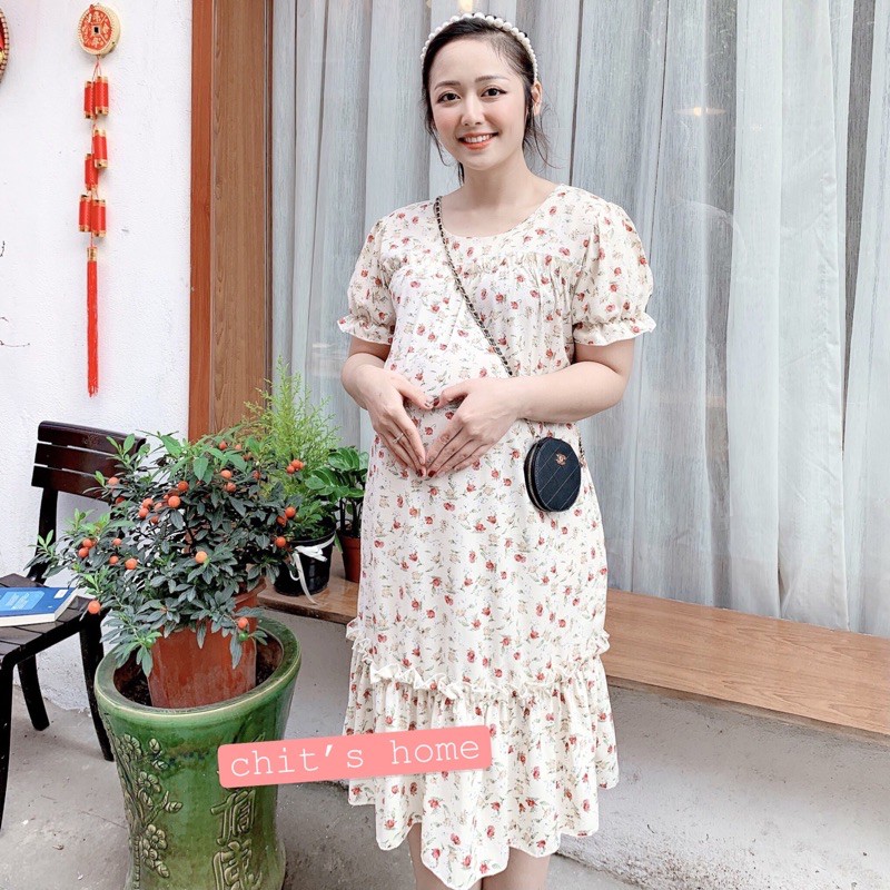 ĐẦM BẦU VÁY BẦU BÉO SAU SINH DÁNG SUÔNG HOA NHÚN BÈO