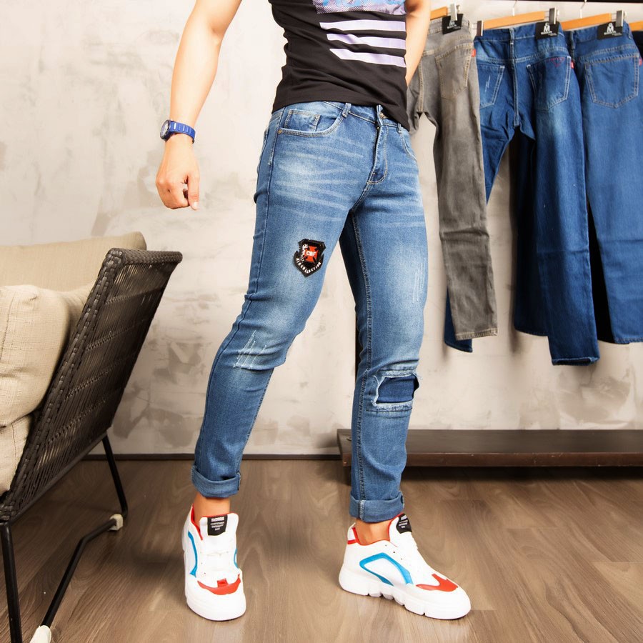 Quần jean nam rách gối vải co giãn cực đẹp , quần jeans nam thời trang | BigBuy360 - bigbuy360.vn