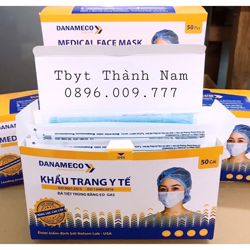 Khẩu Trang Y Tế Đã Tiệt Trùng Danameco [hộp 50 chiếc,01 chiếc/bao nilon]