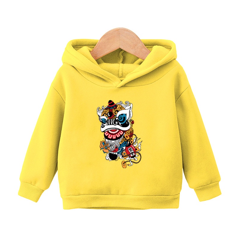 Áo Hoodie Mùa Đông In Hình Sư Tử Nhảy Múa Phong Cách Trung Hoa Mừng Năm Mới Cho Bé Trai Và Gái 1-6 Tuổi