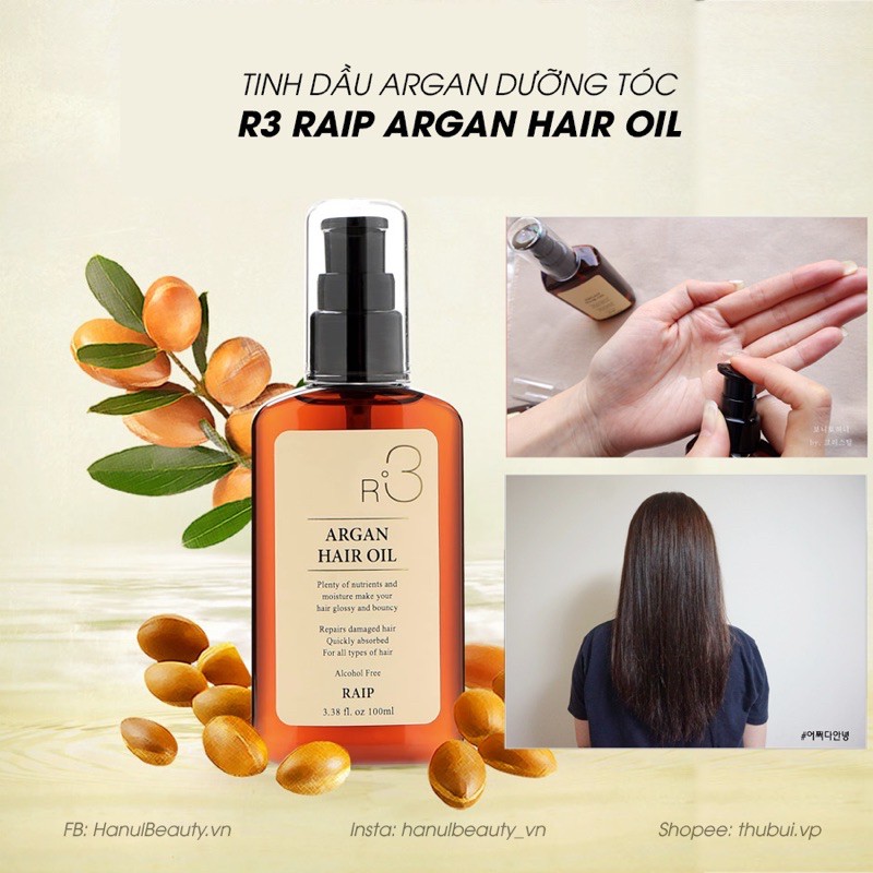 Date 2026 Tinh Dầu Argan DƯỠNG TÓC R3 RAIP ARGAN HAIR OIL 100ml Hàn Quốc