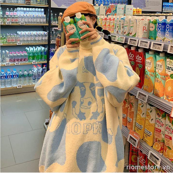 New winter sweet and cute baggy Korean version schoolgirl warm sweater