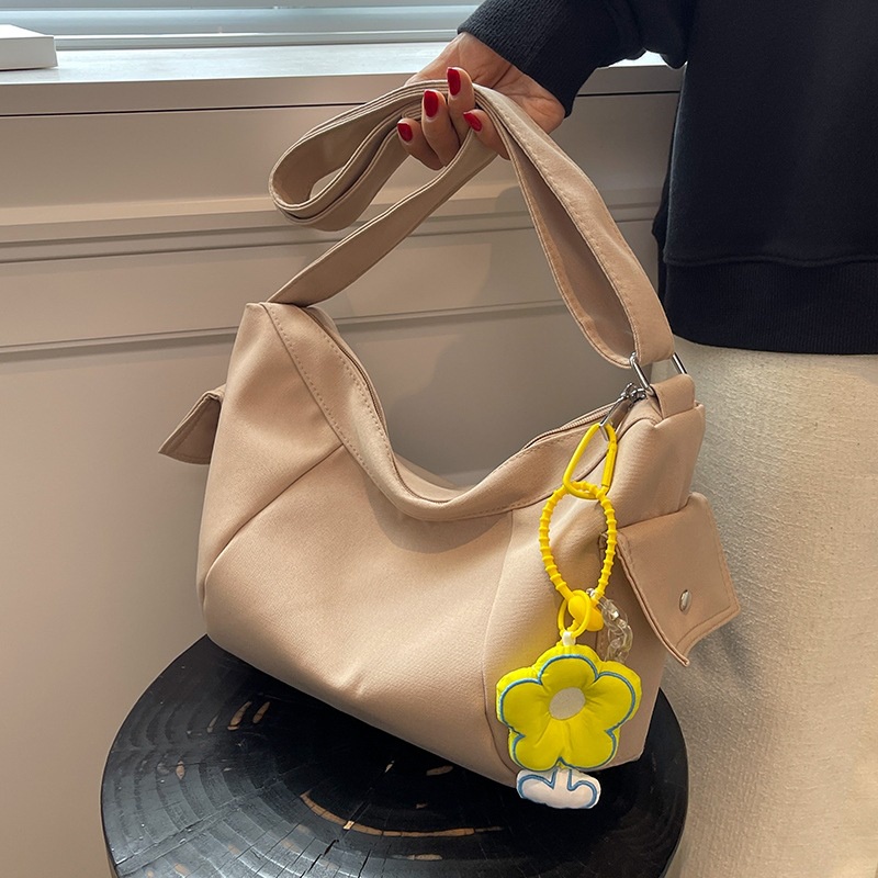 IELGY Túi Đeo Vai Bằng Vải canvas Kích Thước Lớn Kèm Móc Treo Phong Cách Hàn Quốc Cho Nữ