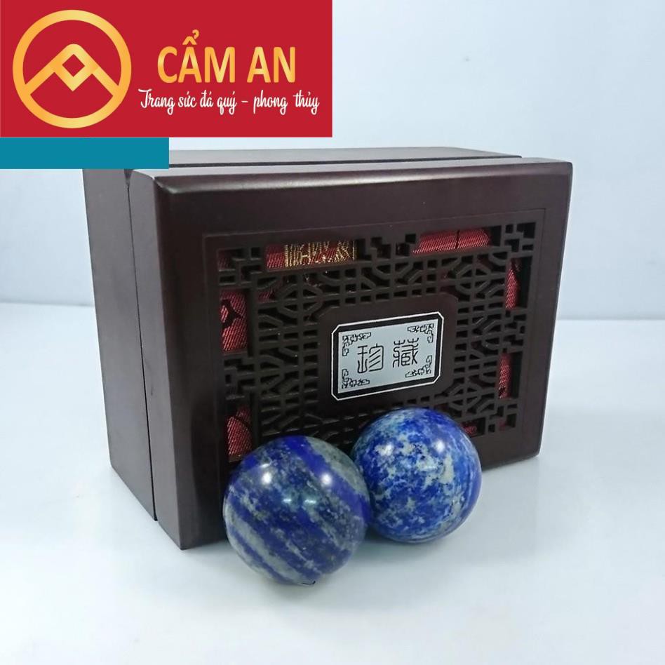 CẶP 02 VIÊN BI ĐÁ LAPIS TỰ NHIÊN - sản phẩm vật lý trị liệu - phong thủy Cẩm An.