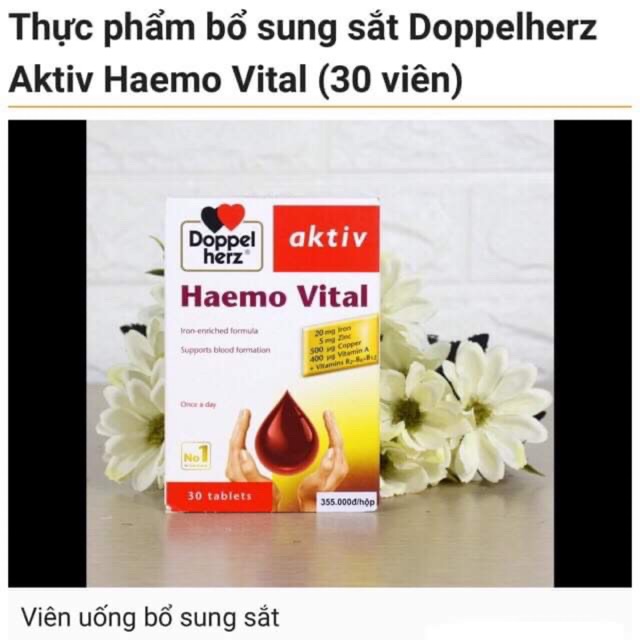 Haemo Vital - Viên uống bổ sung vitamin và khoáng chất giúp bổ máu ,hàng chính hãng Đức DoppelHerz Aktiv Heamo Vital