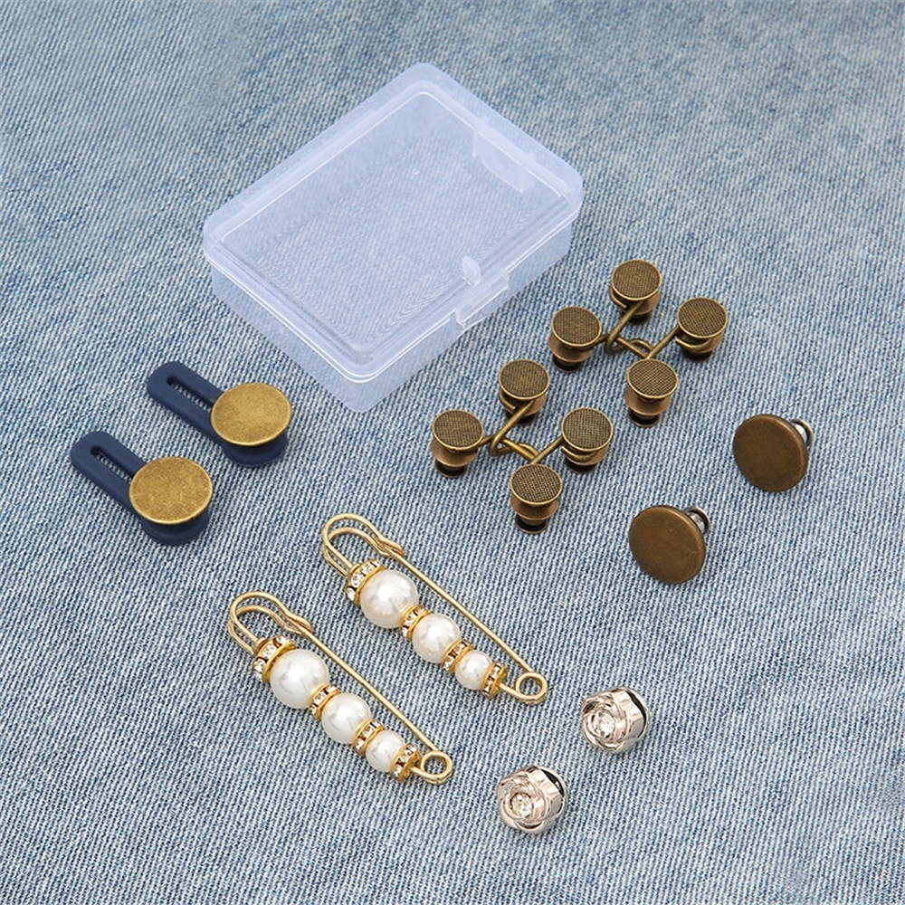 Bộ 10 nút thắt lưng bằng kim loại không đục lỗ hình hoa cúc nhỏ điều chỉnh được