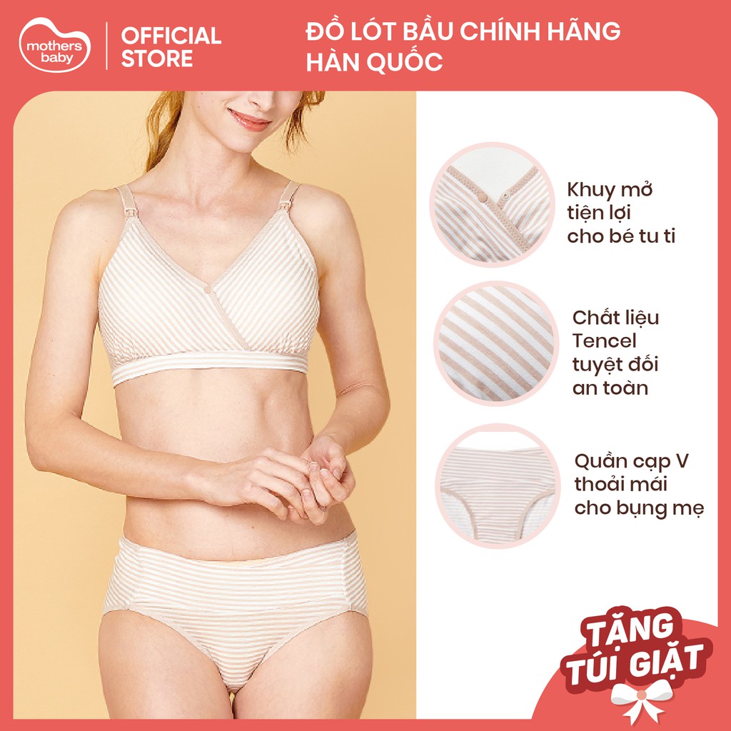 Bộ Quần Áo Lót Bầu Sau Sinh Cho Con Bú Chống Chảy Xệ Cao Cấp Chất Liệu Tencel Thương Hiệu Mothersbaby Hàn Quốc