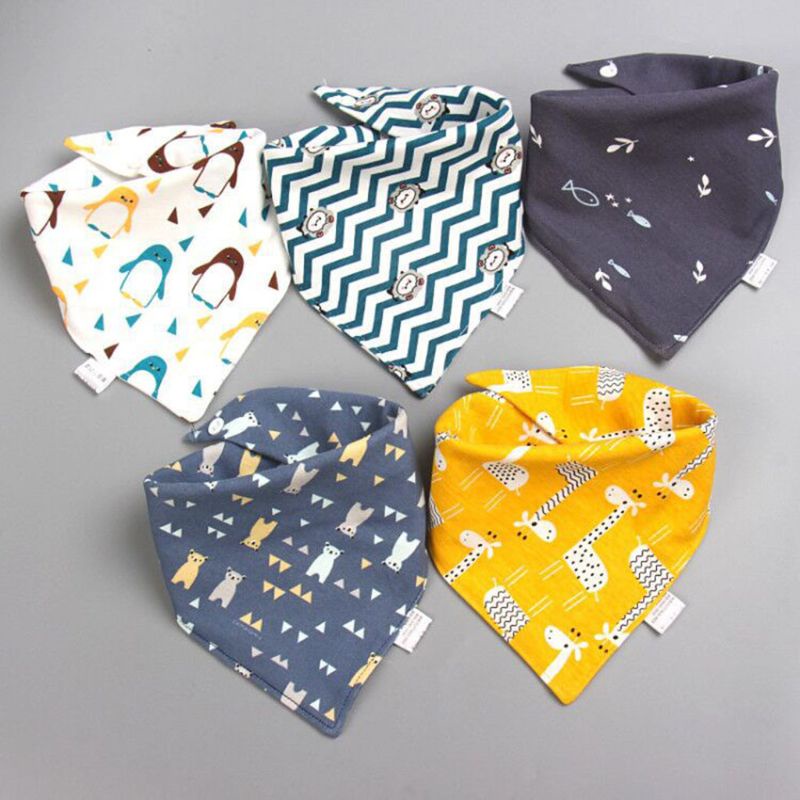 Yếm Ăn Cotton In Họa Tiết Hoạt Hình Thân Thiện Với Làn Da Cho Bé