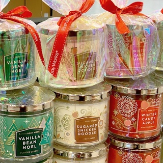 NẾN THƠM THƯ GIÃN 3 Bấc BATH AND BODY WORK WHITE BARN CHRISTMAS VERSION