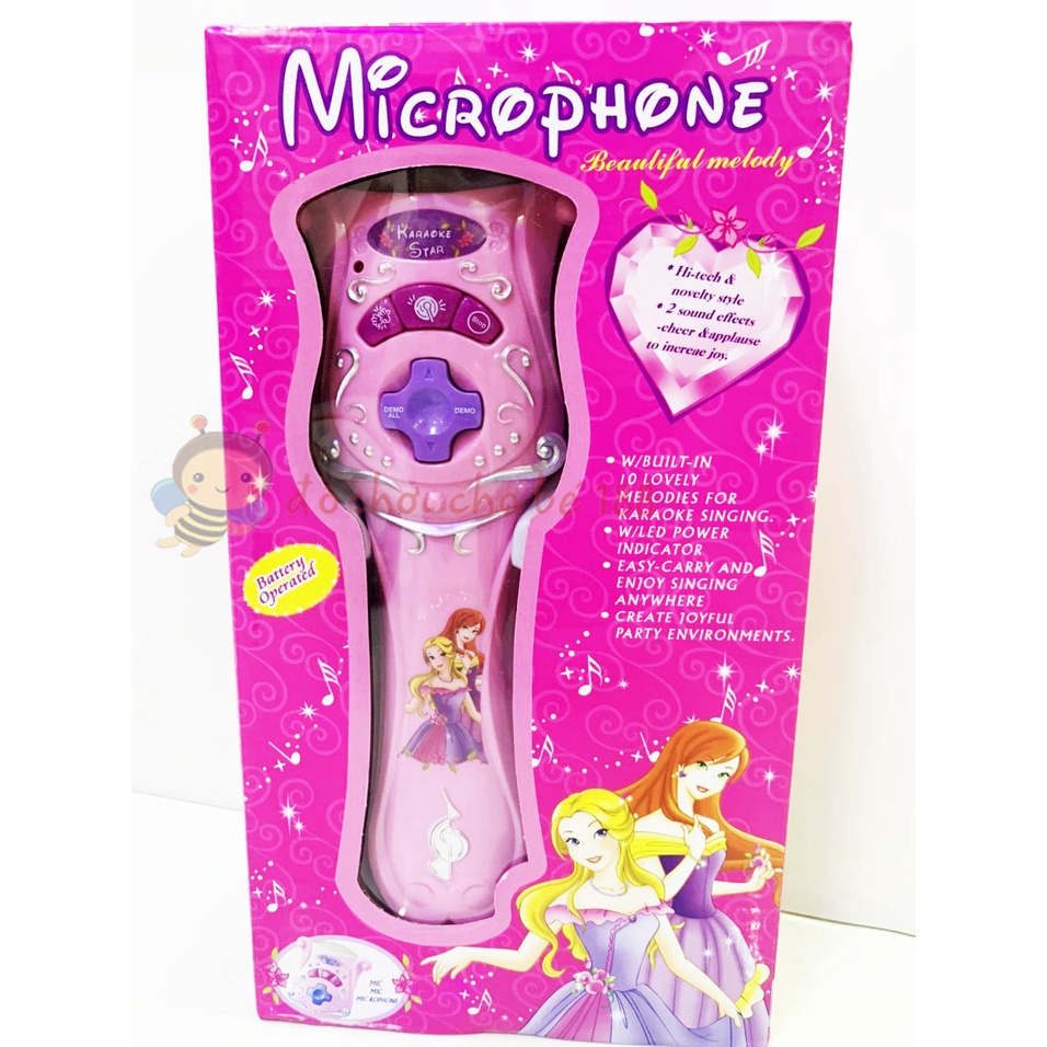 Micro hát karaoke cho bé hình Cinderella, đèn 3D