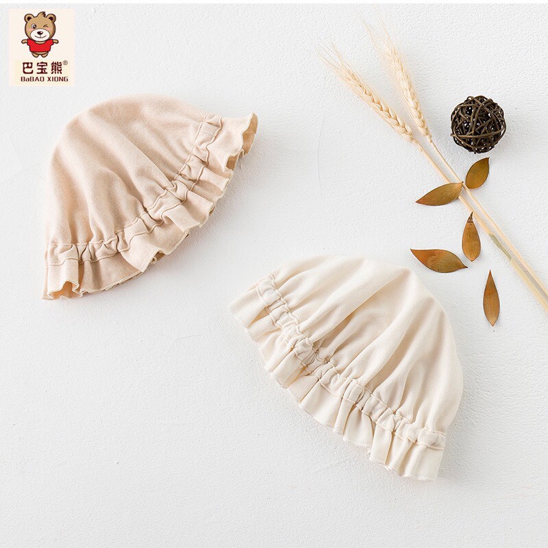 Mũ cho bé gái 0-1 tuổi mũ beanie trùm đầu ORGANIC 100% COTTON HỮU CƠ TỰ NHIÊN cực kỳ xinh xắn ( dày )