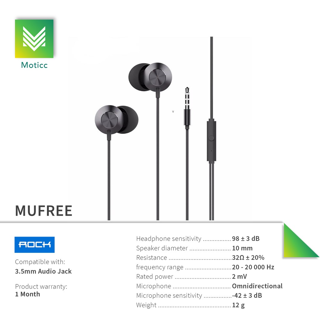 Tai Nghe Nhét Tai Rock Mufree Với Mic Âm Thanh Stereo Basshead Not Zircon