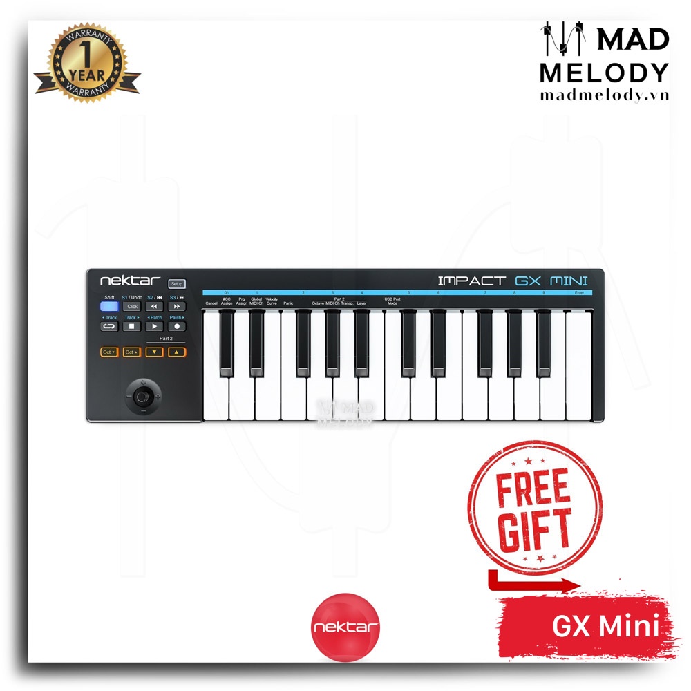 Nektar Impact GX Mini 25-Key USB MIDI Keyboard Controller (Đàn soạn nhạc mini 25 phím, Brand New)