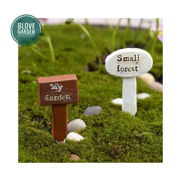 Sét 03 Bảng hiệu vườn - làm phụ kiện tiểu cảnh trang trí chậu cây Terrarium, sen đá, xương rồng, gắn tag trang trí