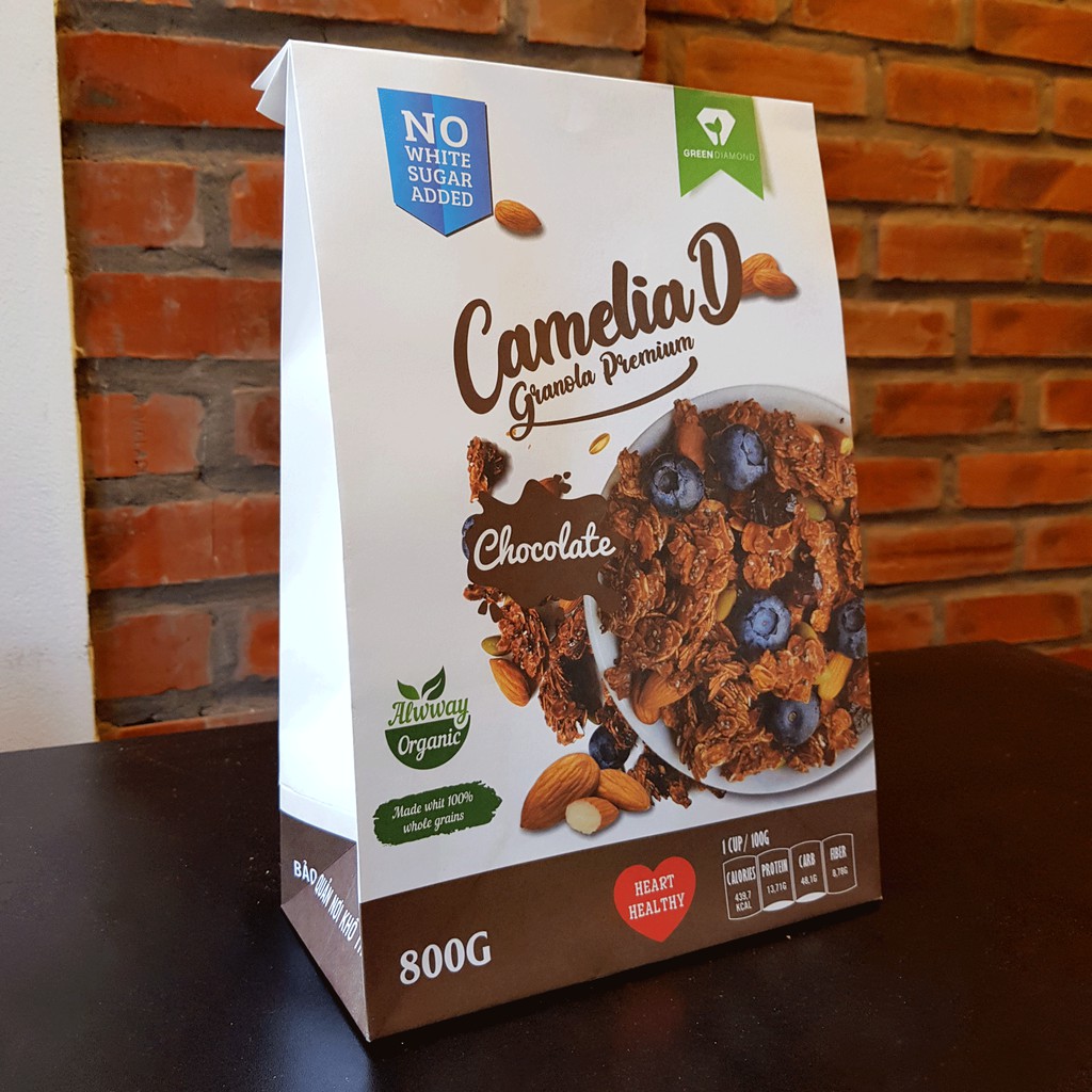 Granola Vị Chocolate Nguyên Chất Không Đường, Camelia D Granola Premium