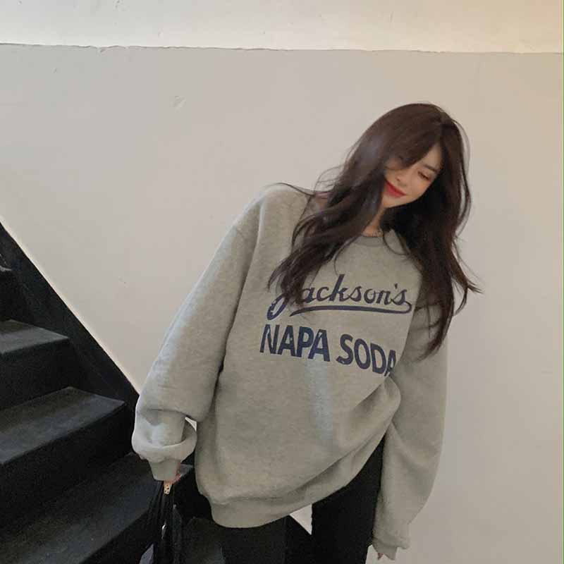 NRVP Áo Hoodie Dáng Rộng Thời Trang Hàn Quốc Đơn Giản Cá Tính Cho Nữ