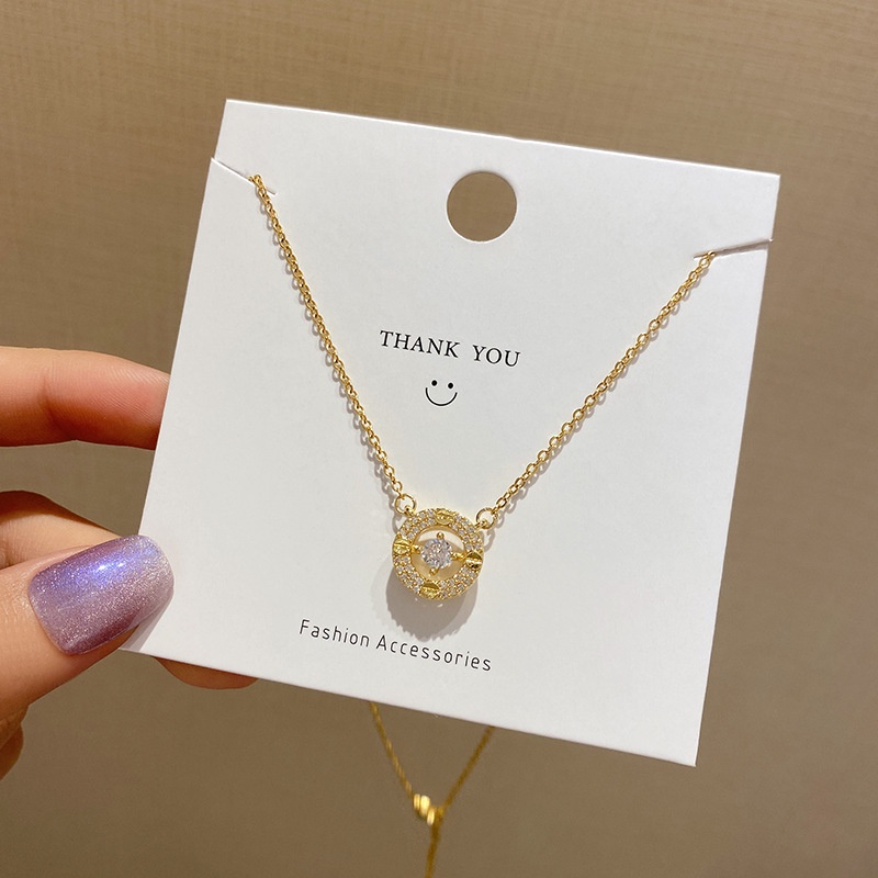 Vòng cổ titan nữ không gỉ mặt tròn đính đá đơn giản phong cách ins hàn quốc nhẹ nhàng thanh lịch mẫu mới