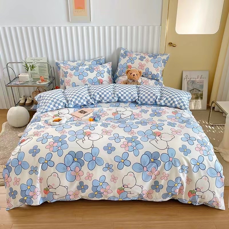 Bộ Chăn Ga Gối Cotton Living - 100% Cotton Hoạ Tiết Con Vật Ngộ Nghĩnh Cho Bé