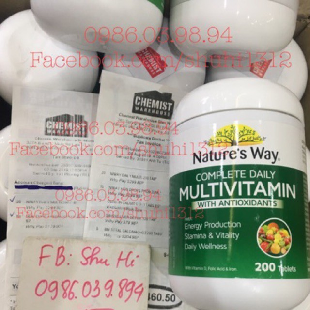 Vitamin tổng hợp hàng ngày natures way - Multivitamin Complete daily spirulina Nature’s way Úc, lọ 200 viên