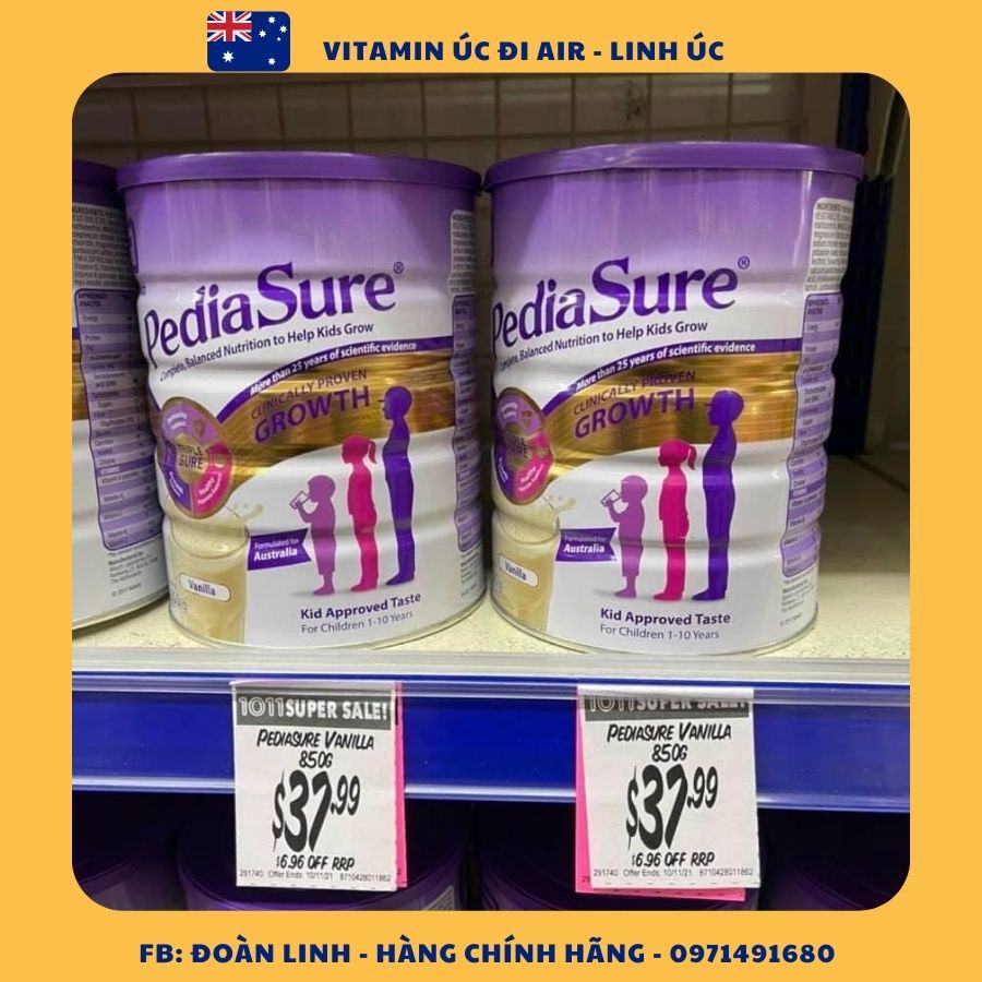 Sữa Pediasure Úc nắp tím 850g, Hàng Chuẩn Úc,  Hàng Nội địa Úc