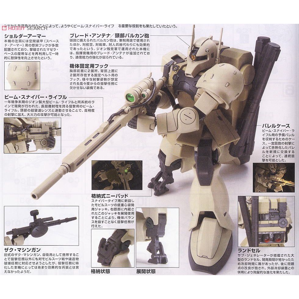 Gundam HG Zaku I Sniper Type Yonem Kirks Custom HGUC Bandai 137 1/144 Mô hình nhựa lắp ráp