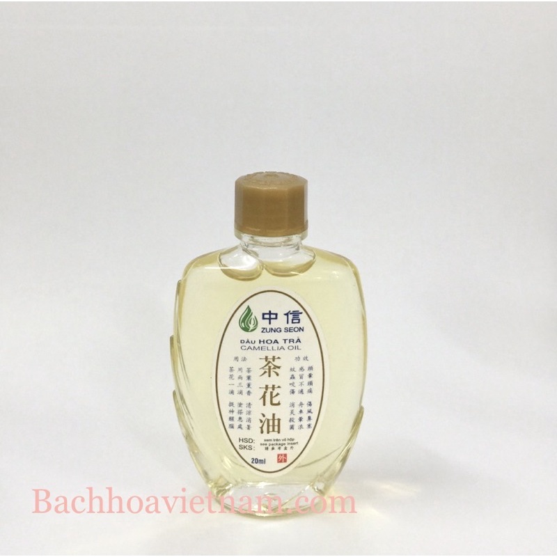 Dầu gió Hoa trà (Cty Di Hào nhượng quyền Hồng Kông) Camellia Oil 20ml thơm quyến rũ, thông mũi, hết say sóng tàu xe