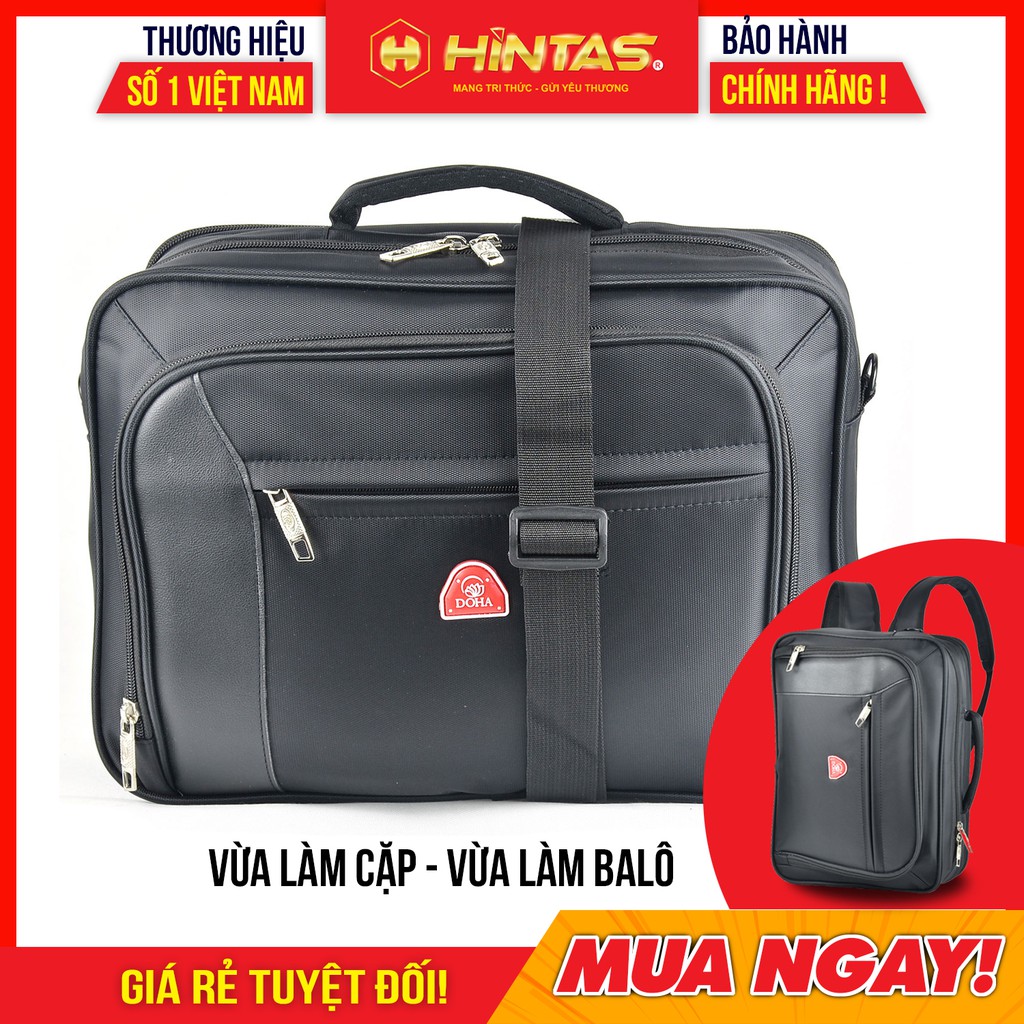 Cặp Đa Năng 2 kiểu dùng HINTAS (CĐN 206N) Loại Lớn Đi Học Đi Làm nhiều ngăn đựng Laptop 15.6''phù hợp học sinh lên lớp 6