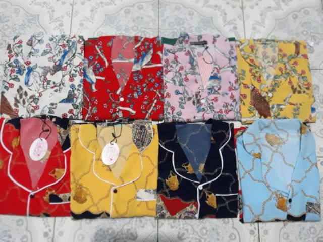 Bộ pizama tay ngắn quần dài,vải lụa cao cấp 100d | BigBuy360 - bigbuy360.vn