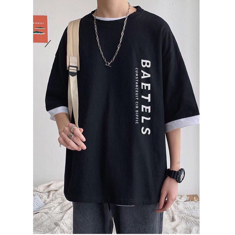 Áo thun tay lỡ form rộng - phông nam nữ cotton oversize - T shirt phối tay Baetels - 2N Unisex | BigBuy360 - bigbuy360.vn