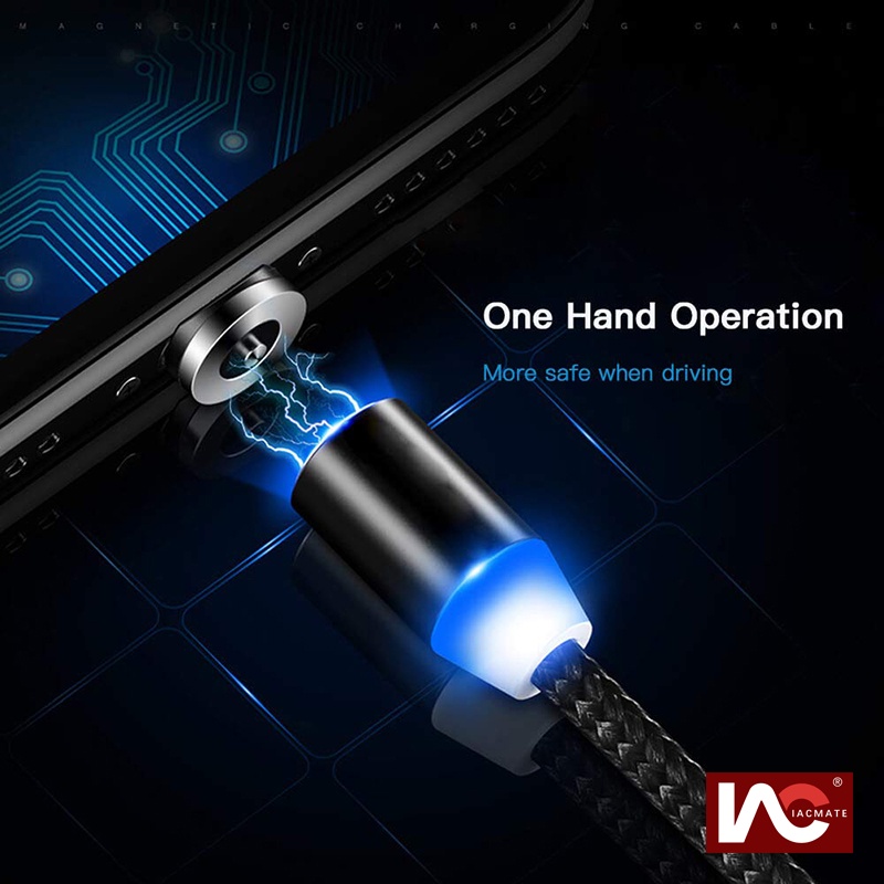 Cáp Sạc Điện Thoại Nam Châm 3 Trong 1 Dài 2M Có Đèn LED