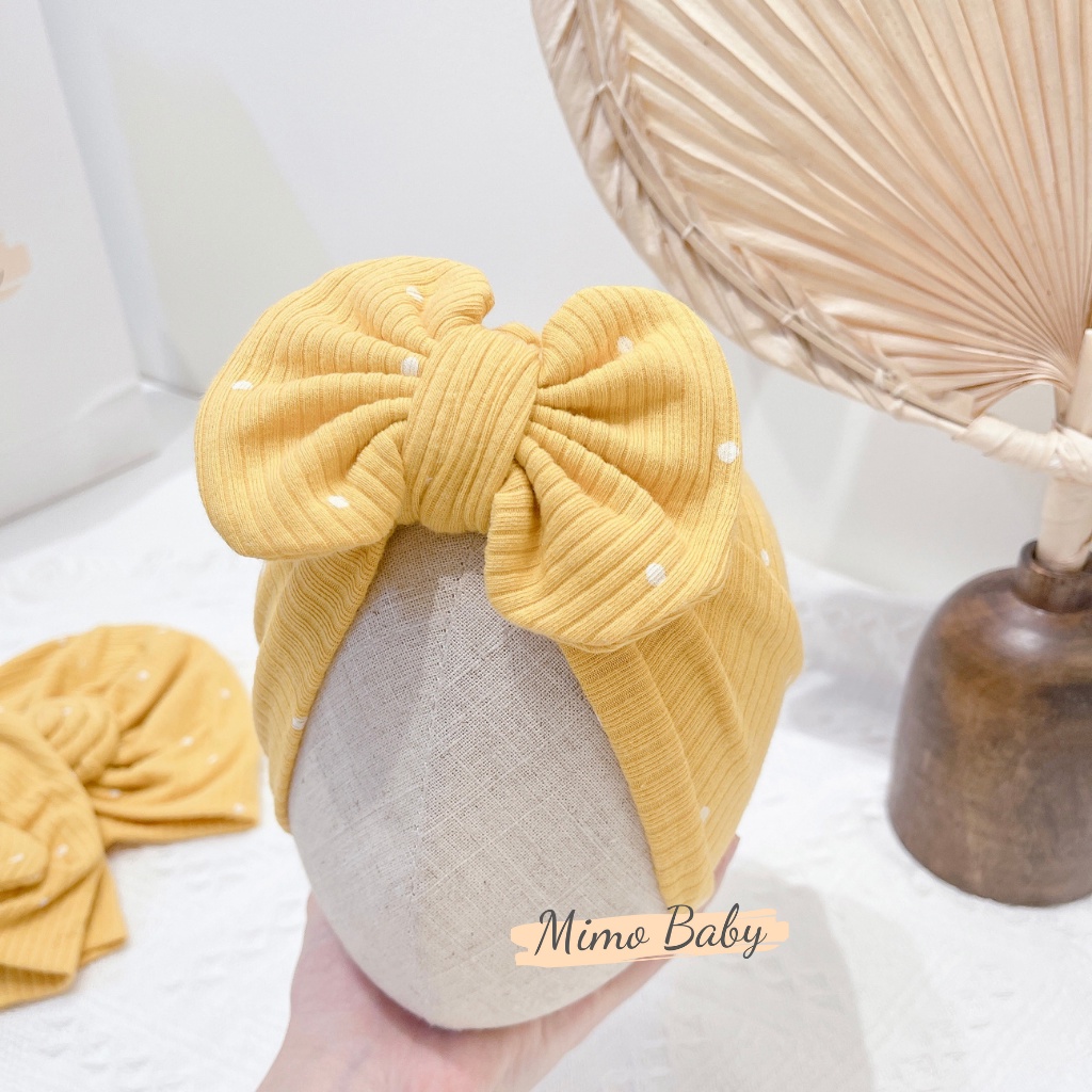 Mũ nón turban nền vàng chấm bi đáng yêu cho bé gái 6-10kg MTB83 Mimo Baby