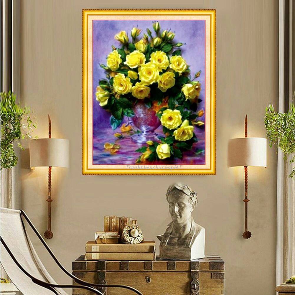 Tranh gắn đá bình hoa KT:50x60cm,tranh đính đá chưa đính.