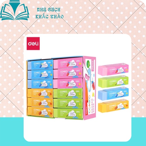 Tẩy 2B Deli, Xanh Dương/Vàng/Xanh Lá - 1 viên - E3045