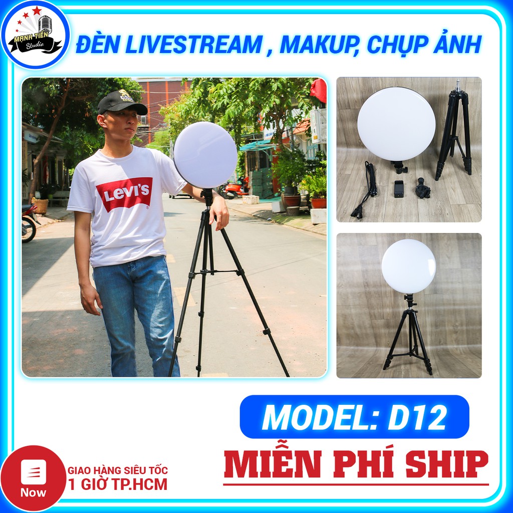 Đèn Studio D12 36cm-Đèn led chiếu sáng studio, chụp ảnh sản phẩm, quay phim, spa, livestream chuyên nghiệp Chân cao 1.5m